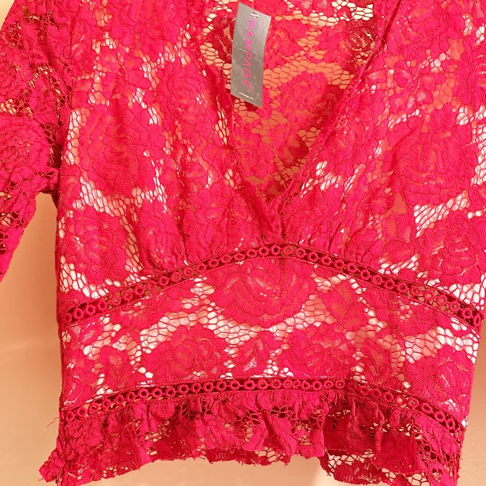 Rampage Red Lace Top & Skirt Set - Picture 2 of 7